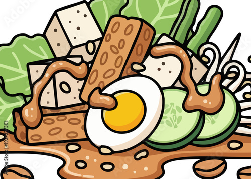 A cartoon illustration of a healthy salad.
