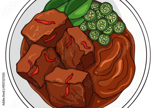 Delicious spicy meat dish with vegetables.