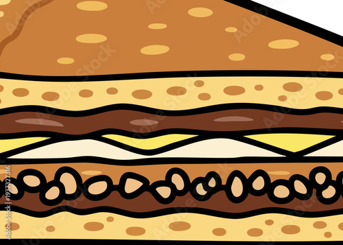 A cartoon illustration of a sandwich.