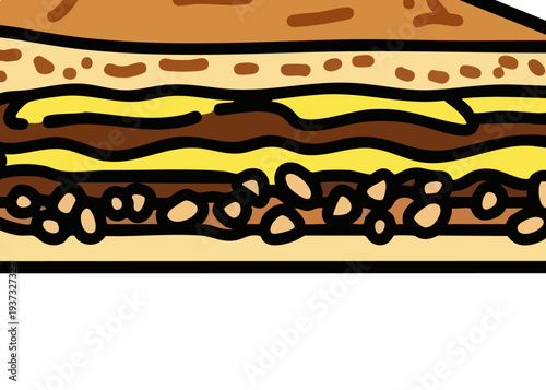 A cartoon illustration of a sandwich.