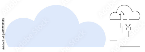 Cloud computing concept. Cloud computing with data transfer for storage and processing. Cloud computing offers scalable platforms for technology, networking, data sharing, and innovation. technology