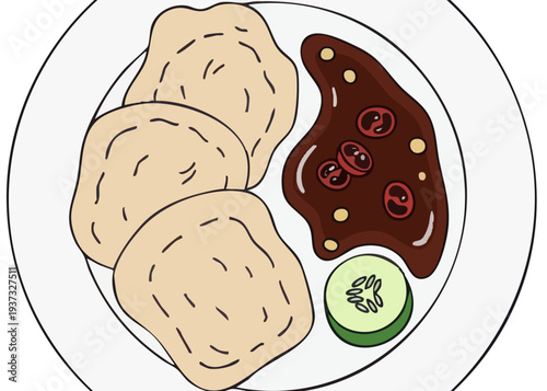 Delicious plate of food with meat and vegetables.