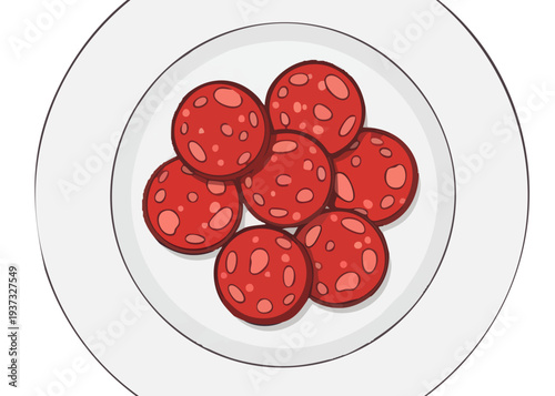 A plate of juicy red meatballs served.