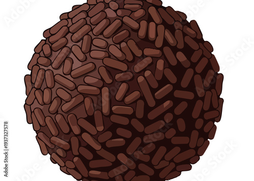 A chocolate ball covered in brown sprinkles.