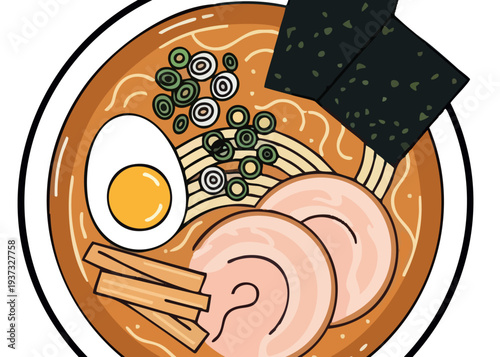 A steaming bowl of ramen noodles.