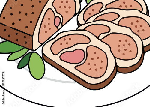 Delicious sliced meat on a plate.