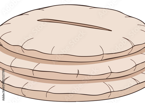 A stack of flatbread or pita bread.
