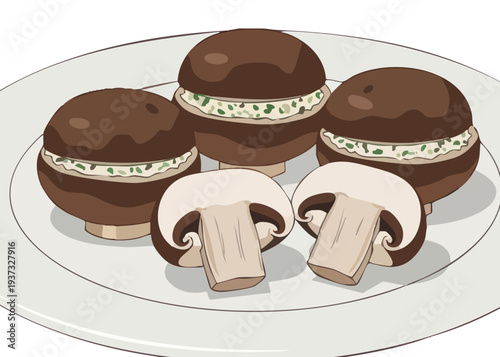 Delicious mushroom burgers on a plate.