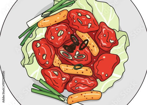 A plate of fresh vegetables and lettuce.