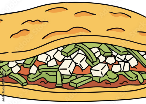 A delicious sandwich with cheese and vegetables.