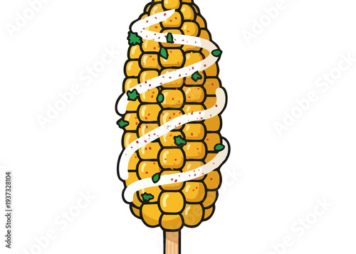 Delicious corn on the cob with butter.