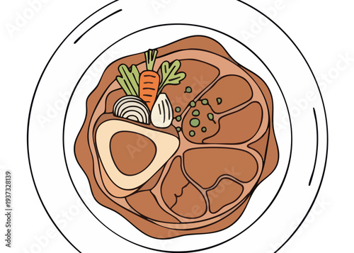 Delicious roasted meat with vegetables.