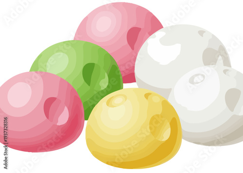 Colorful plastic balls with holes for play or decoration.