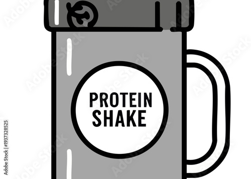 Protein Shake in a Mug or Blender Bottle Illustration.