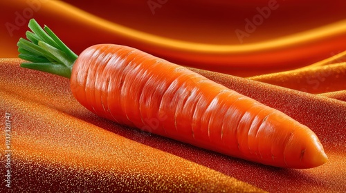 Fresh Organic Carrot Resting on Elegant Orange Silk Fabric