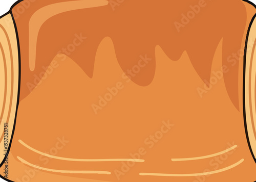 Illustration of a pancake with syrup on a plate.