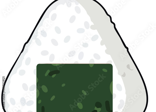 Simple illustration of a triangular onigiri with green filling.