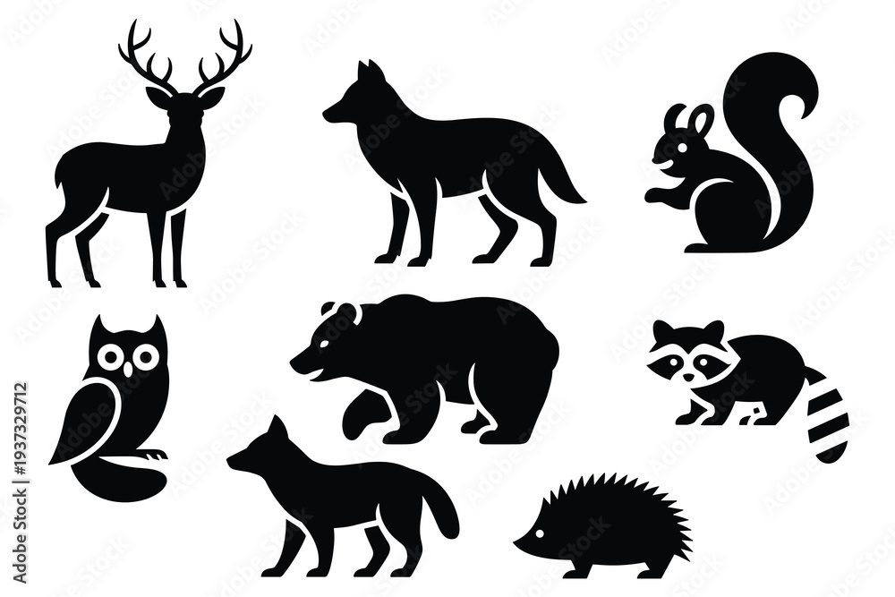Obraz premium Collection of Forest Animal Icons illustration vector