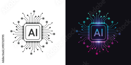 Artificial intelligence circuit board logo designs