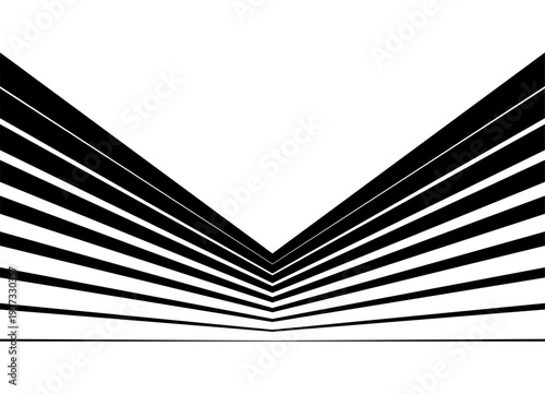 Modern vector pattern of black stripes on a white background. Striped triangular design element. Vector background for covers, advertising, labels. Posters, packaging. Arrow, pennant