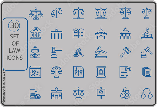 Law and Justice flat Icons Set