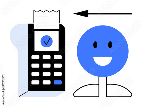 Digital payment concept. Digital transactions with a POS terminal and receipt, emphasizing user satisfaction in cashless solutions. Digital payment innovation for ecommerce, retail, fintech