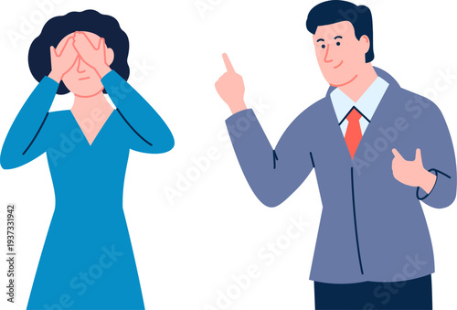 Ignoring negative talking man. Frustrated relationship concept
