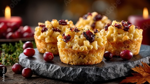 Festive Macaroni and Cheese Bites with Cranberries