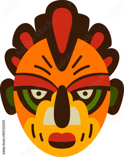African idol cartoon icon. Color ornate head