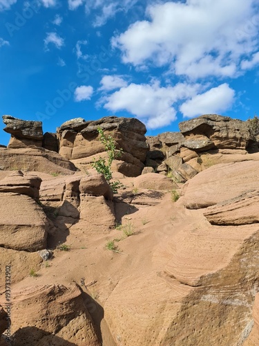 rock formation in the blue sky background