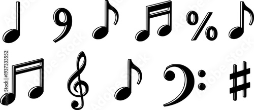 Music notes icon set, Music notes symbol, vector illustration