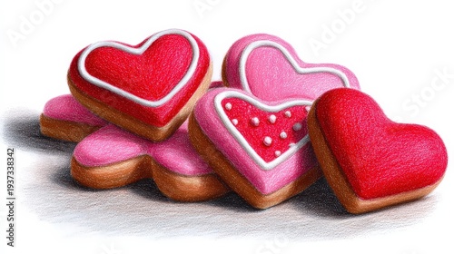 Romantic Heart-Shaped Cookies for Valentine's Day Treat