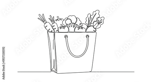 Fresh produce shopping bag with carrots and vegetables