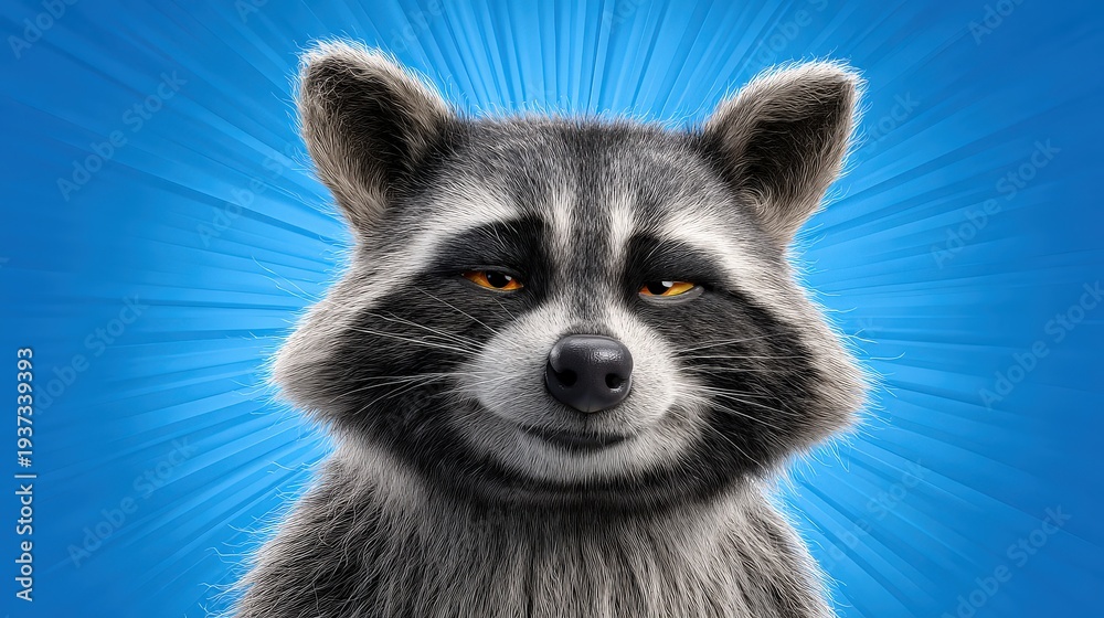 Obraz premium Charming Raccoon Character Portrait Lifestyle Digital Illustration