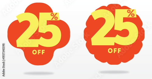 25% sticker, tag, offer, poster, percent, commerce, business, discount, price, value, ads, sale, store, retail, off. Special, offer, set, icon, vector