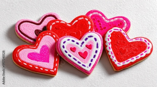 Valentine's Day Heart Sugar Cookies with Romantic Pink and Red Icing