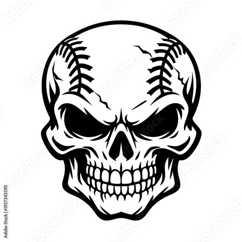 a black and white illustration of a human skull with visible teeth and empty eye sockets, symbolizing mortality and danger