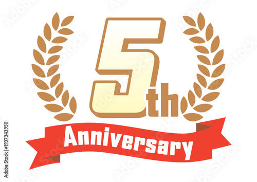 月桂樹とリボンの5周年アイコン