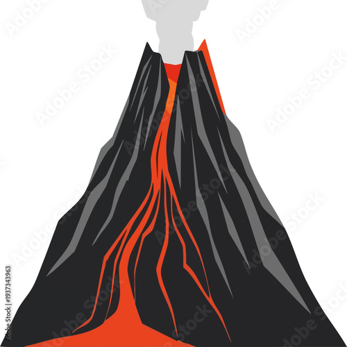 Volcano Eruption Vector Illustration with Lava and Smoke