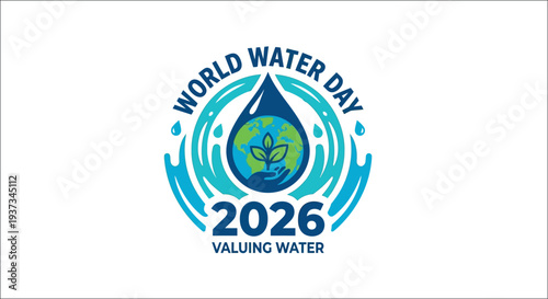 World water day 2026 logo featuring a water droplet and growing plant