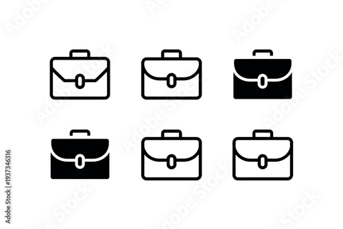 Black and White Briefcase Icons Set