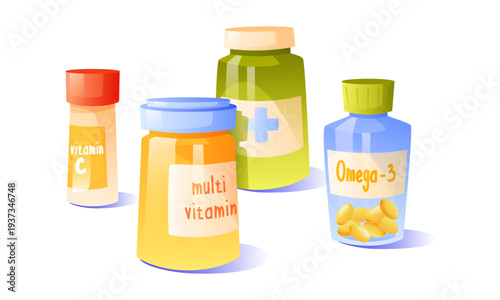 Multivitamin, Omega 3 and Vitamin C Supplement Set