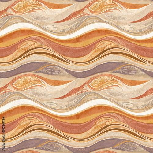 Wallpaper Mural Seamless Pattern Boho Paisley in Rust and Mustard with Earthy Tones for Textiles Torontodigital.ca