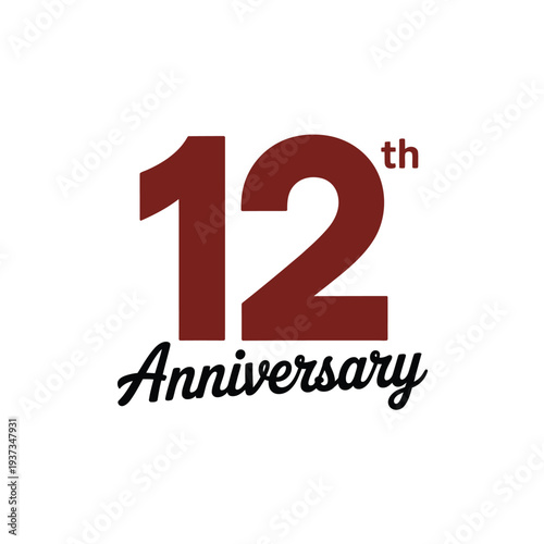 The twelfth anniversary is celebrated with a stylized number and text.
