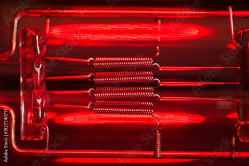 Industrial Electric Heating Coil Glowing Red Macro Photography