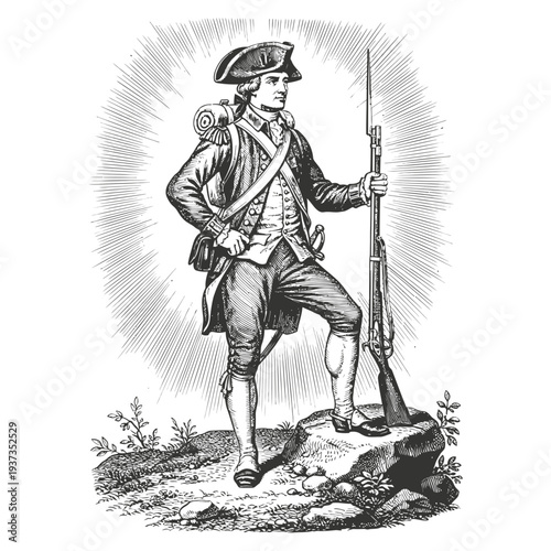 Wallpaper Mural Historical Soldier Standing with Rifle Illustration. Torontodigital.ca