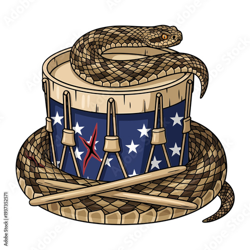 Wallpaper Mural Snake Wrapped Around Drum with Stars. Torontodigital.ca