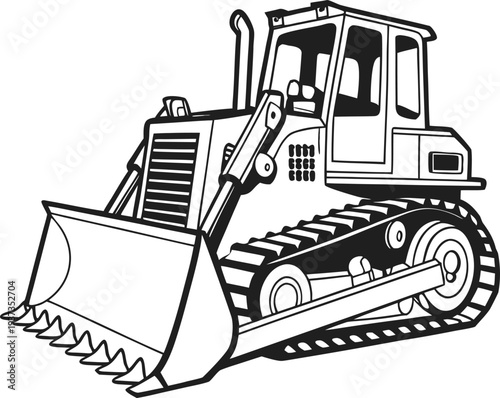 Heavy Duty Bulldozer Line Art Illustration