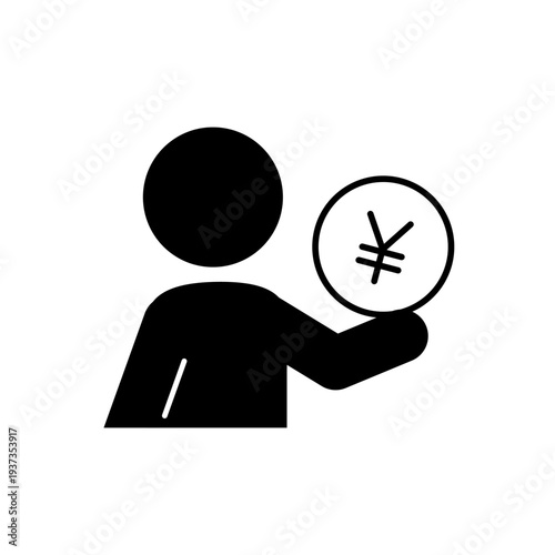 キャッシュバックを受け取っているイメージの人型アイコン