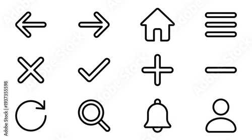 Collection of Simple Line Icons for User Interface Design.